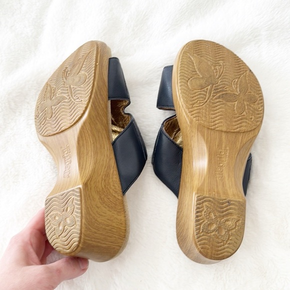 Alegria Navy Blue Leather floral Embroidered Slide Sandals 38 8/8.5 - Picture 6 of 8